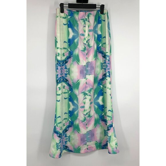 L'ATISTE Skirt Watercolor Maxi High Slit Colorful Flowy - Picture 6 of 11
